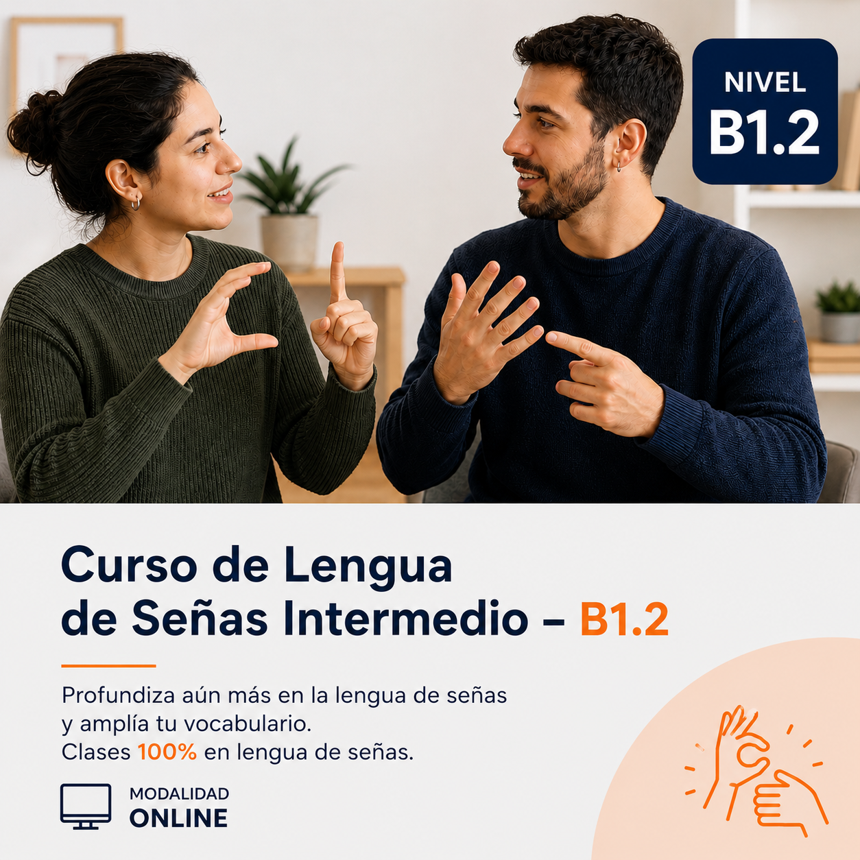 Curso lengua de señas nivel intermedio - B1.2